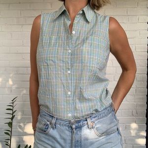 Vintage Liz Claiborne windowpane sleeveless shirt